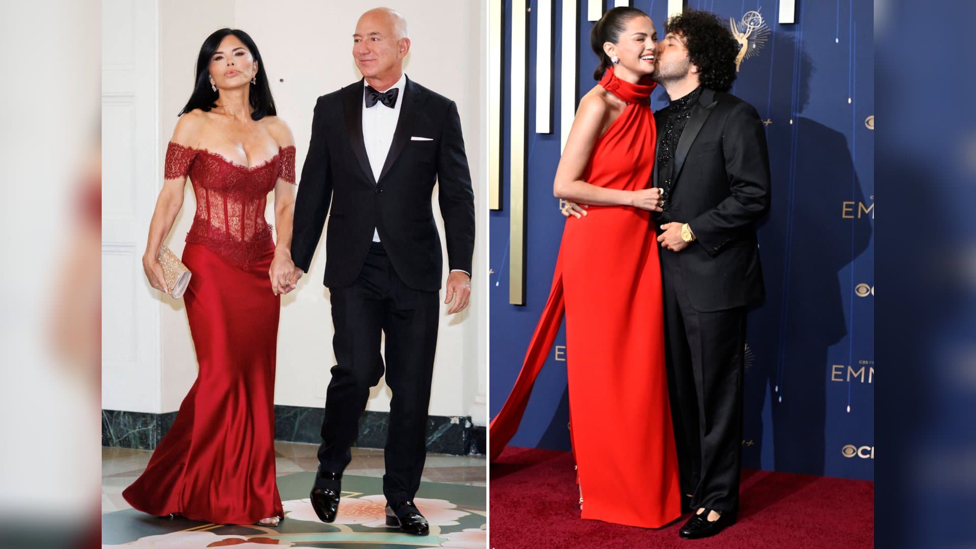 Sie haben ihr Happy End gefunden: Sowohl Jeff Bezos und Lauren Sánchez (l.) als auch Selena Gomez und Benny Blanco gaben sich in diesem Jahr das Jawort. Diese Stars haben ebenfalls geheiratet...