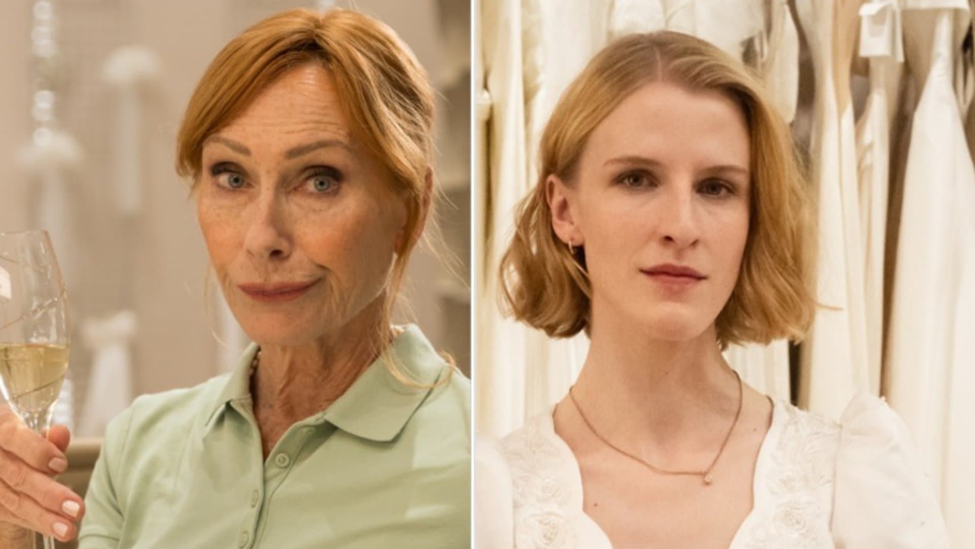 "Plötzlich Schwester": Monika Giesinger (Andrea Sawatzki) beim Brautmode-Shopping für ihre Tochter Sandra Giesinger (Klara Lange).