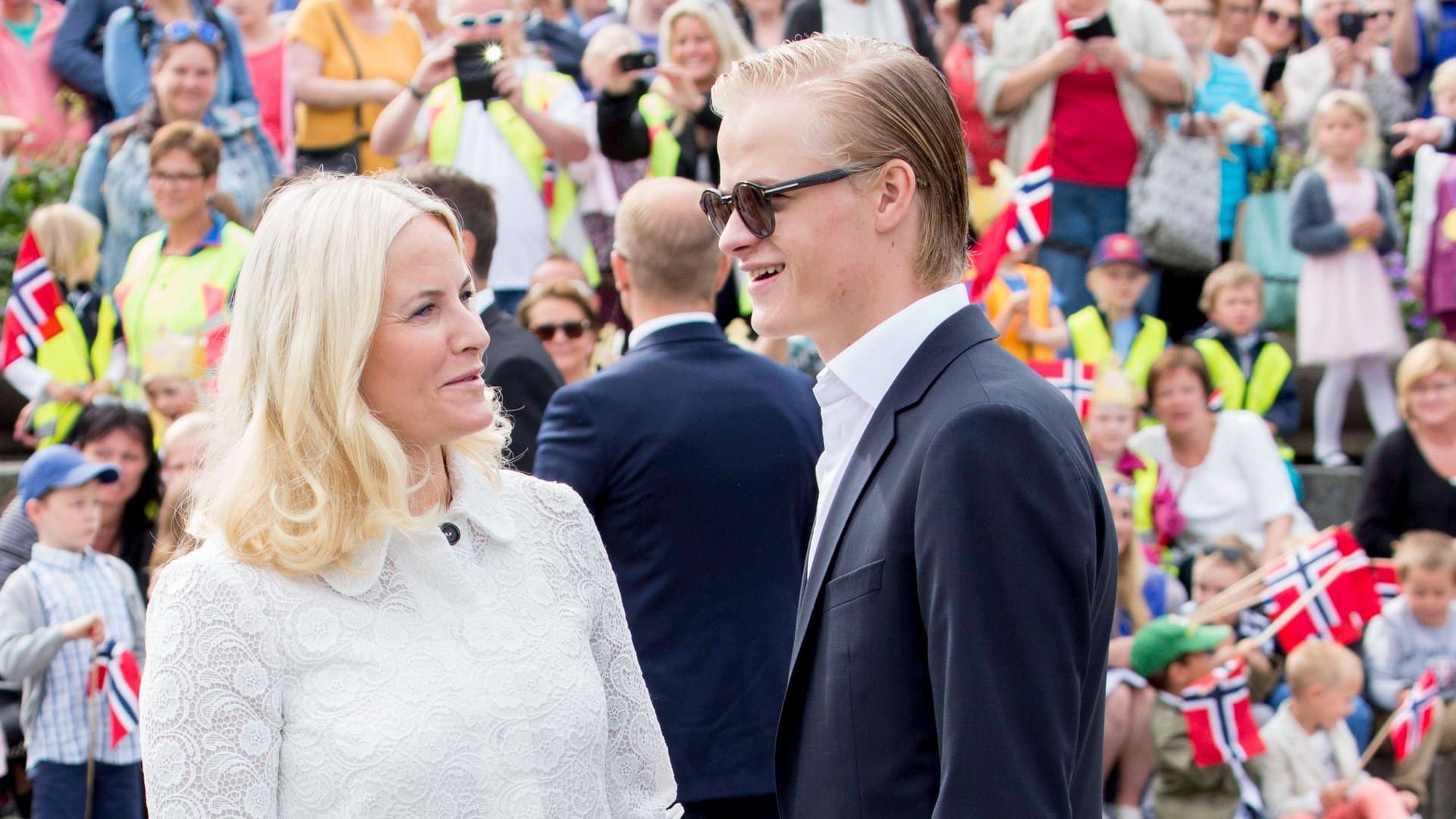 Crown Princess Mette-Marit with her oldest son Marius Borg Høiby, who is from a previous relationship.