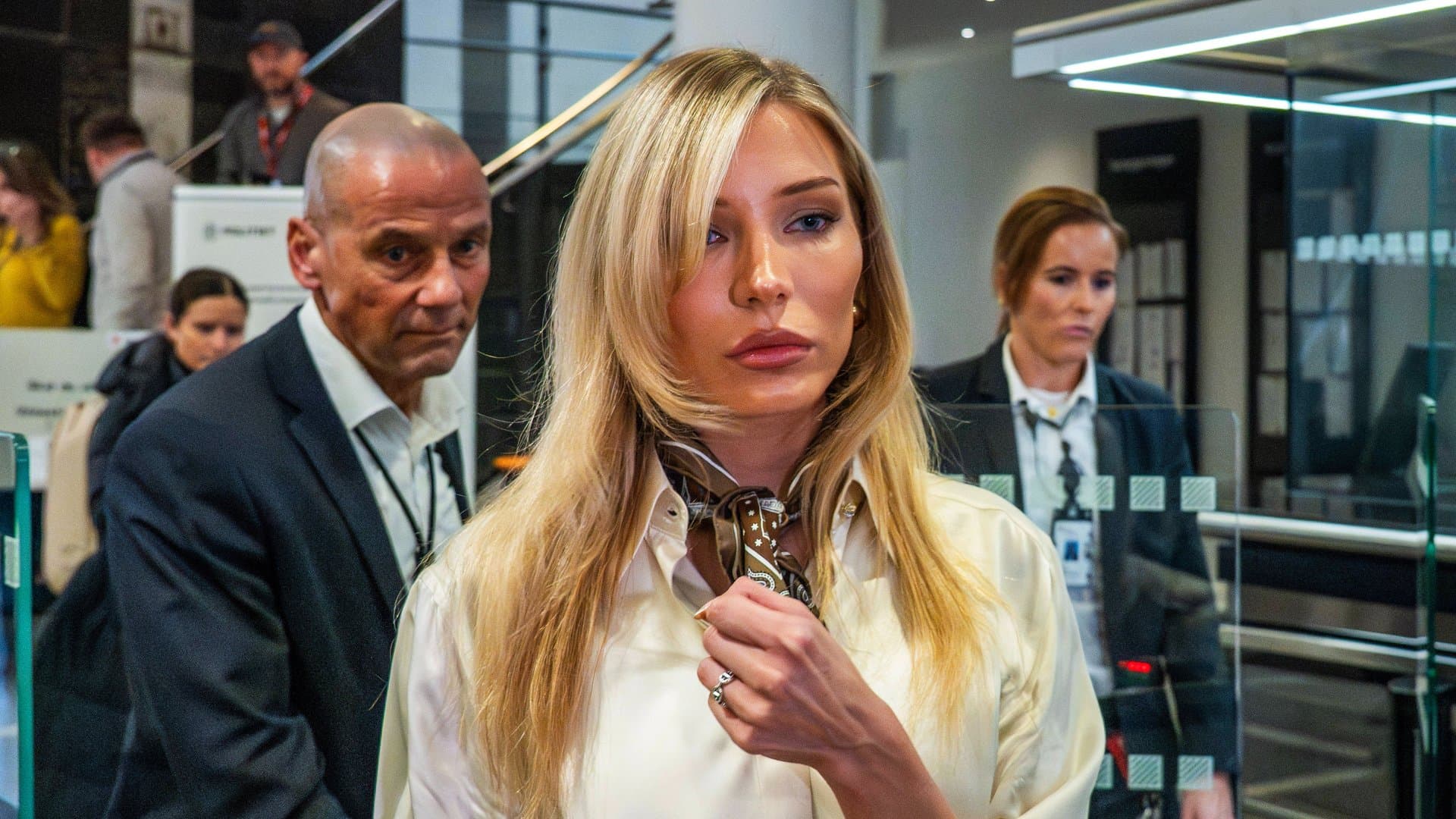 Nora Haukland leaving the courthouse on one of the trial days.