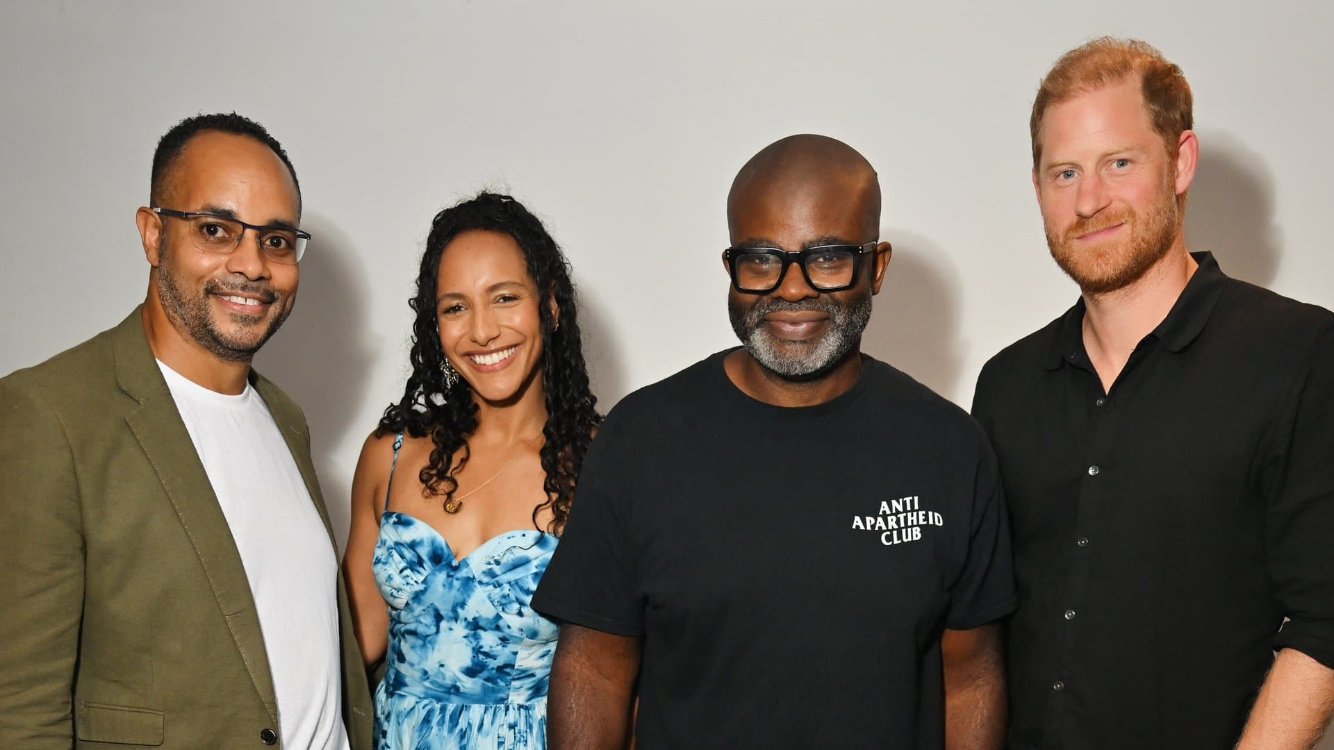 Prince Harry attended the premiere of Misan Harriman's (2nd from right) film "Shoot the People" on Monday evening. Also pictured: Andy Mundy-Castle and Afua Hirsch.