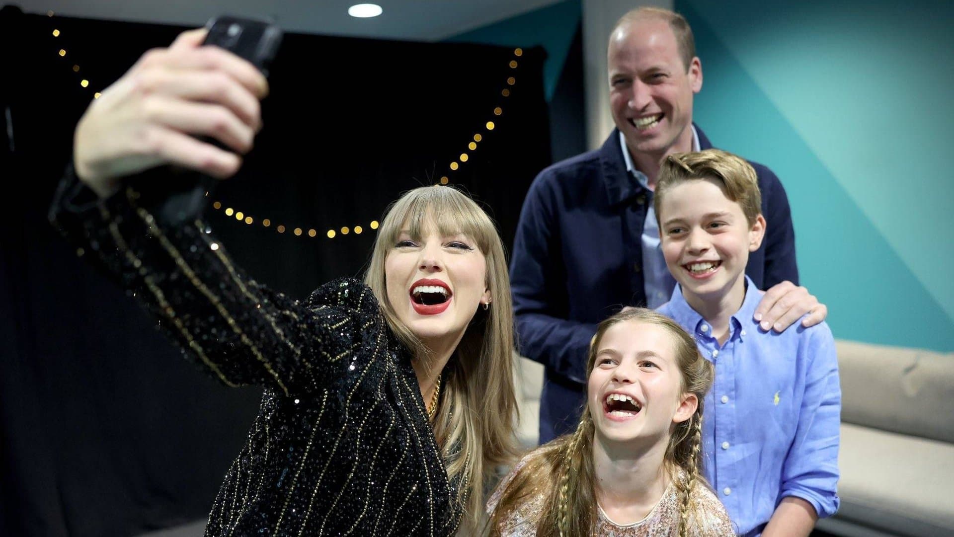Taylor Swift in summer 2024 with Prince William and his children George and Charlotte.