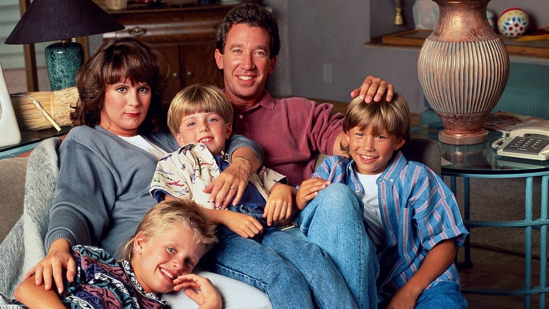 Zachery Ty Bryan, Patricia Richardson, Taran Noah Smith, Tim Allen und Jonathan Taylor Thomas (v.l.n.r.) spielten die Familie bei "Hör mal, wer da hämmert".