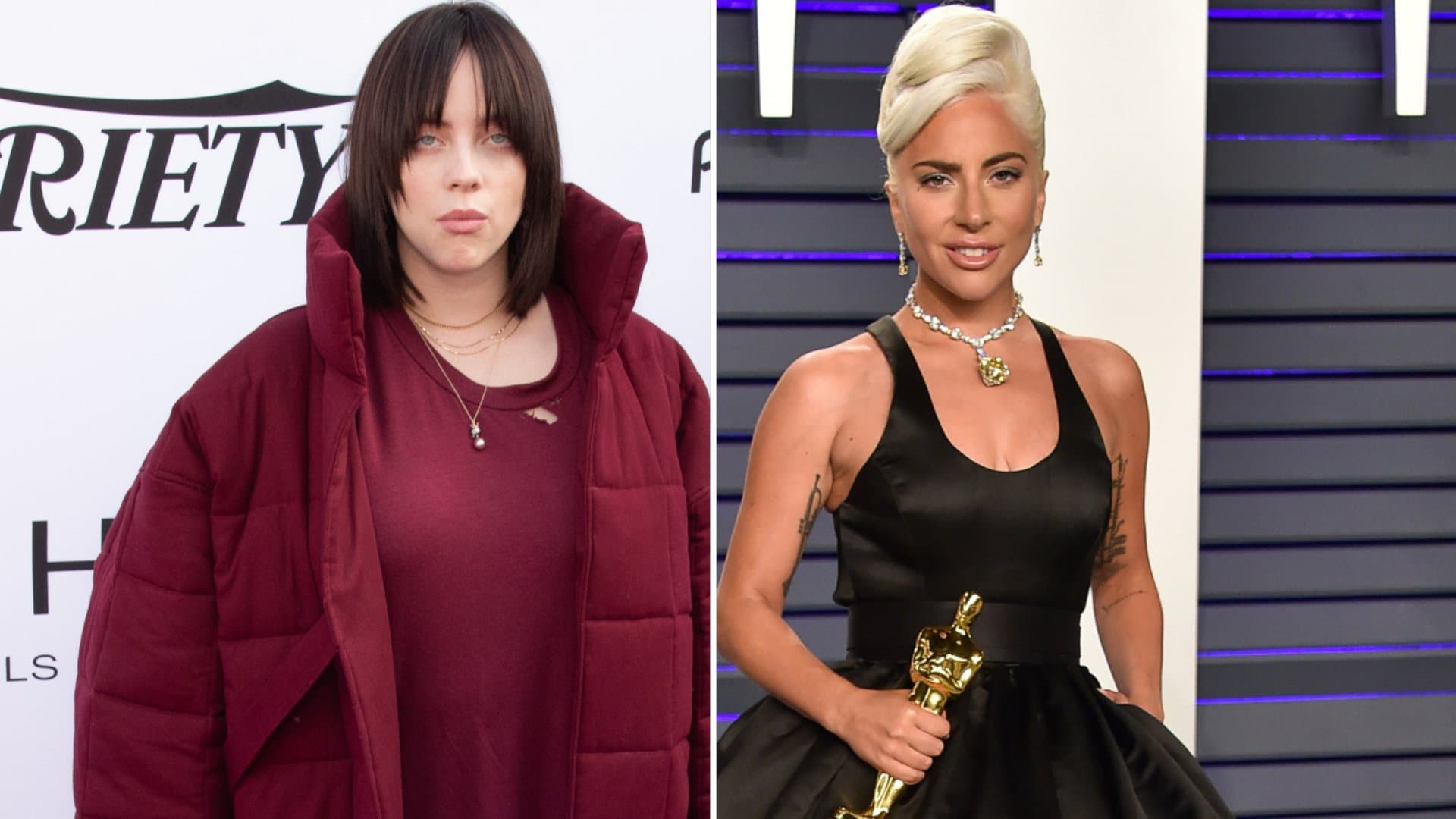 Ob Billie Eilish (l.) oder Lady Gaga: Viele Musiker haben schon einen Oscar erhalten. 2023 will Lady Gaga mit ihrem Song "Hold My Hand" aus dem Film "Top Gun: Maverick" erneut triumphieren. Aber auch Rihanna hofft mit "Lift Me Up" aus "Black Panther: Wakanda Forever" auf den begehrten Preis.