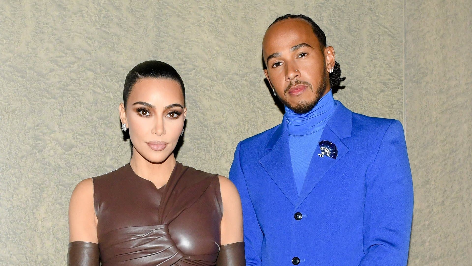 Kim Kardashian and Lewis Hamilton at a joint appearance.