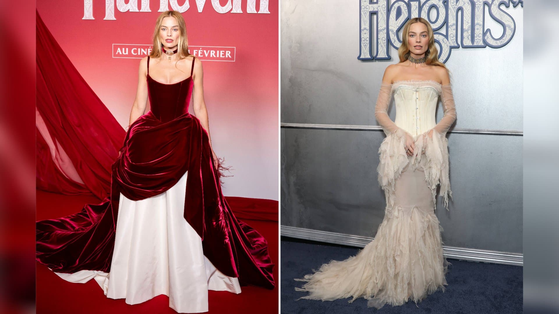 Mit romantischen und opulenten Roben ließ Margot Robbie ihre Rolle der Catherine Earnshaw auf dem roten Teppich lebendig werden.