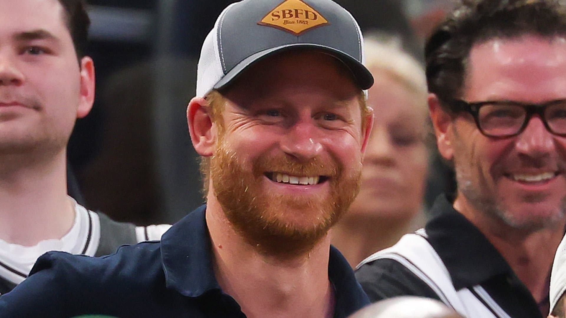 Prince Harry's good mood was not dampened by the back seat at the NBA Finals.