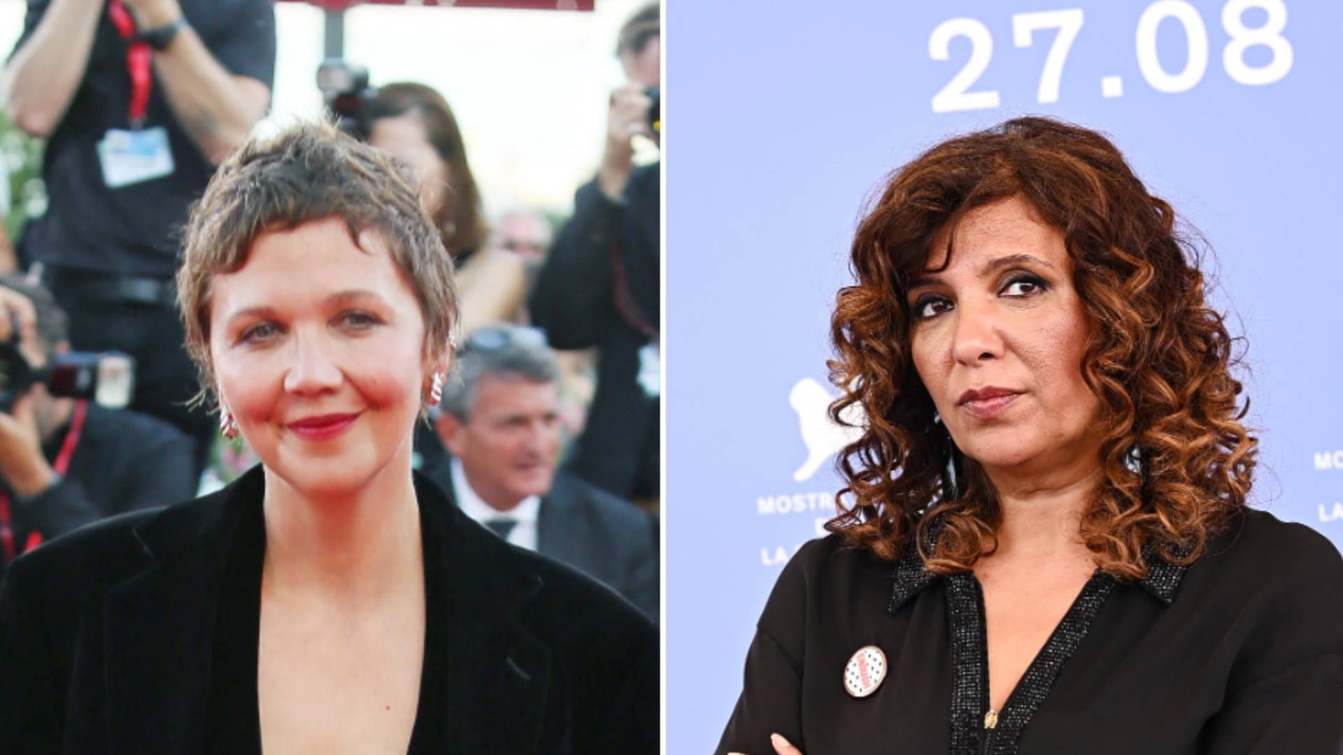 Kaouther Ben Hania (r.) will decide on the prizes at the Venice Film Festival alongside jury president Maggie Gyllenhaal (l.).