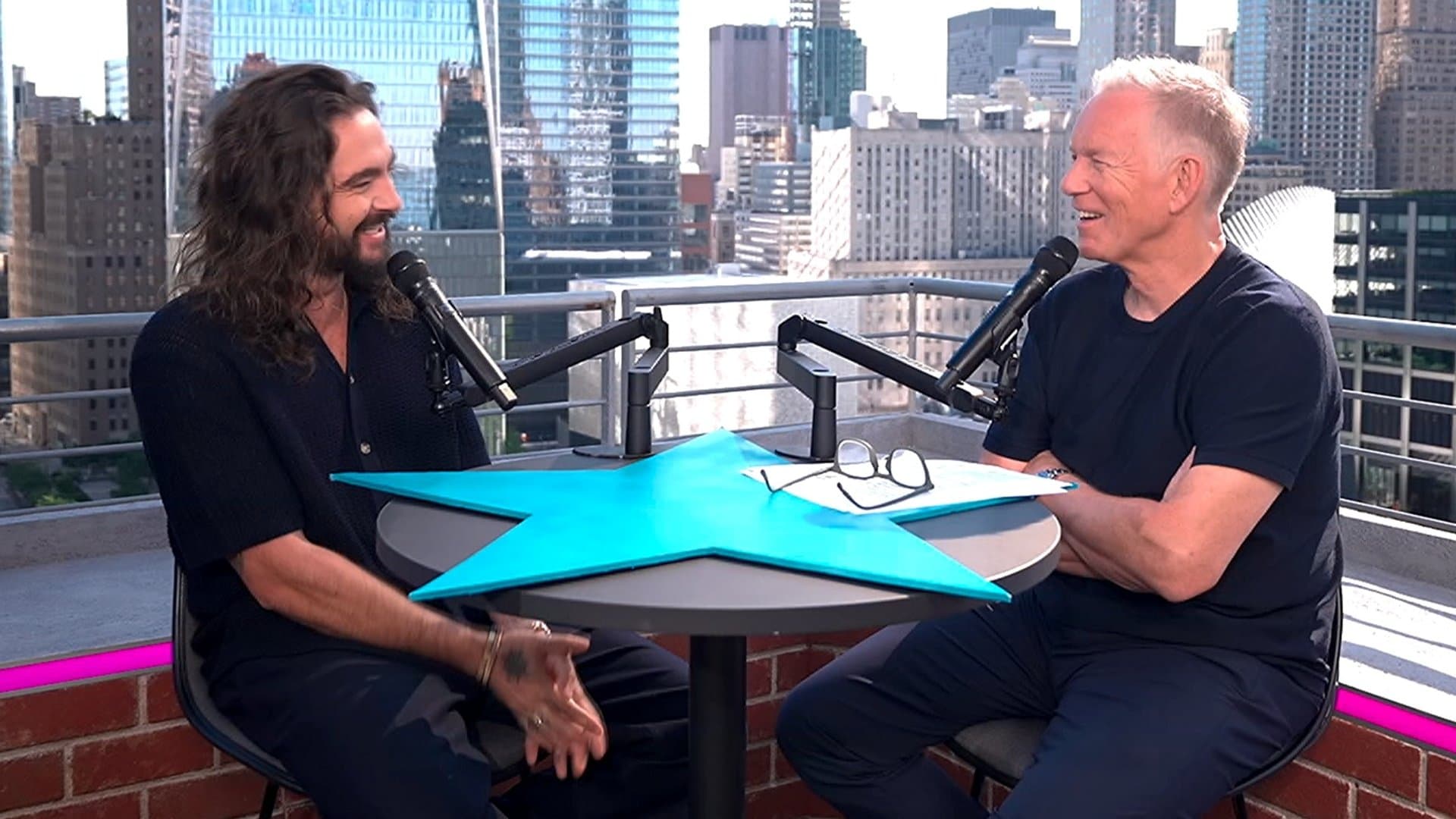 Tom Kaulitz and Johannes B. Kerner met at the MagentaTV World Cup studio in New York City.