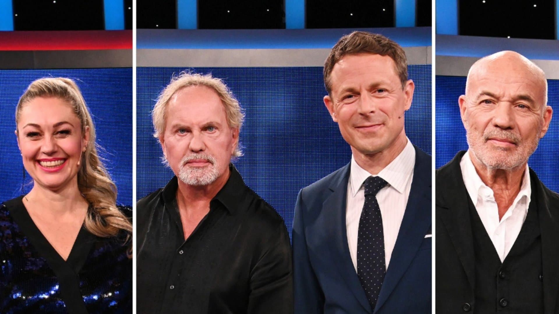 "The Chase: Quiz Marathon". This time with (from left) Ruth Moschner, Uwe Ochsenknecht, host Alexander Bommes and Heiner Lauterbach.