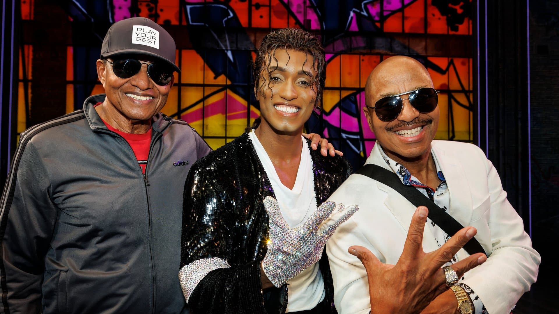 Jackie Jackson, Benét Monteiro und Marlon Jackson in Hamburg (v.l.n.r)