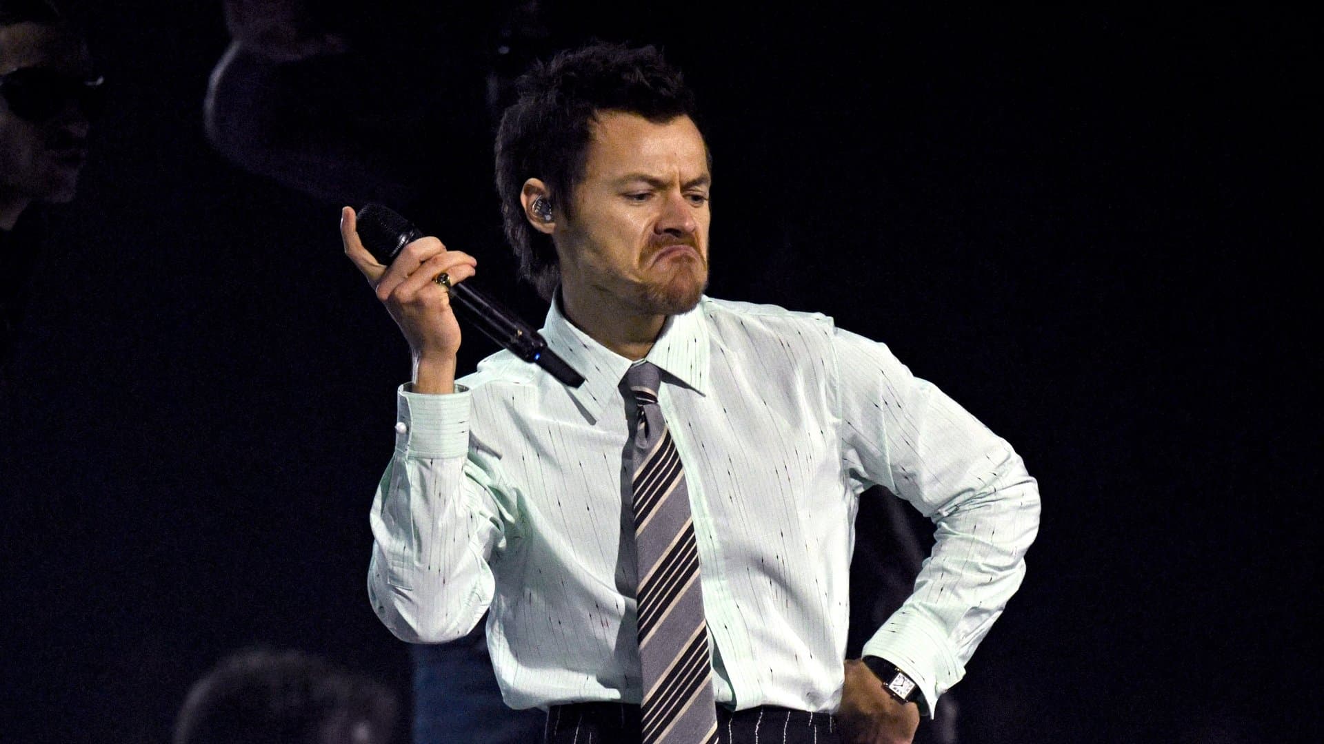 Harry Styles wasn't as steady on his feet in Mexico City as he was here at his Brit Awards performance.