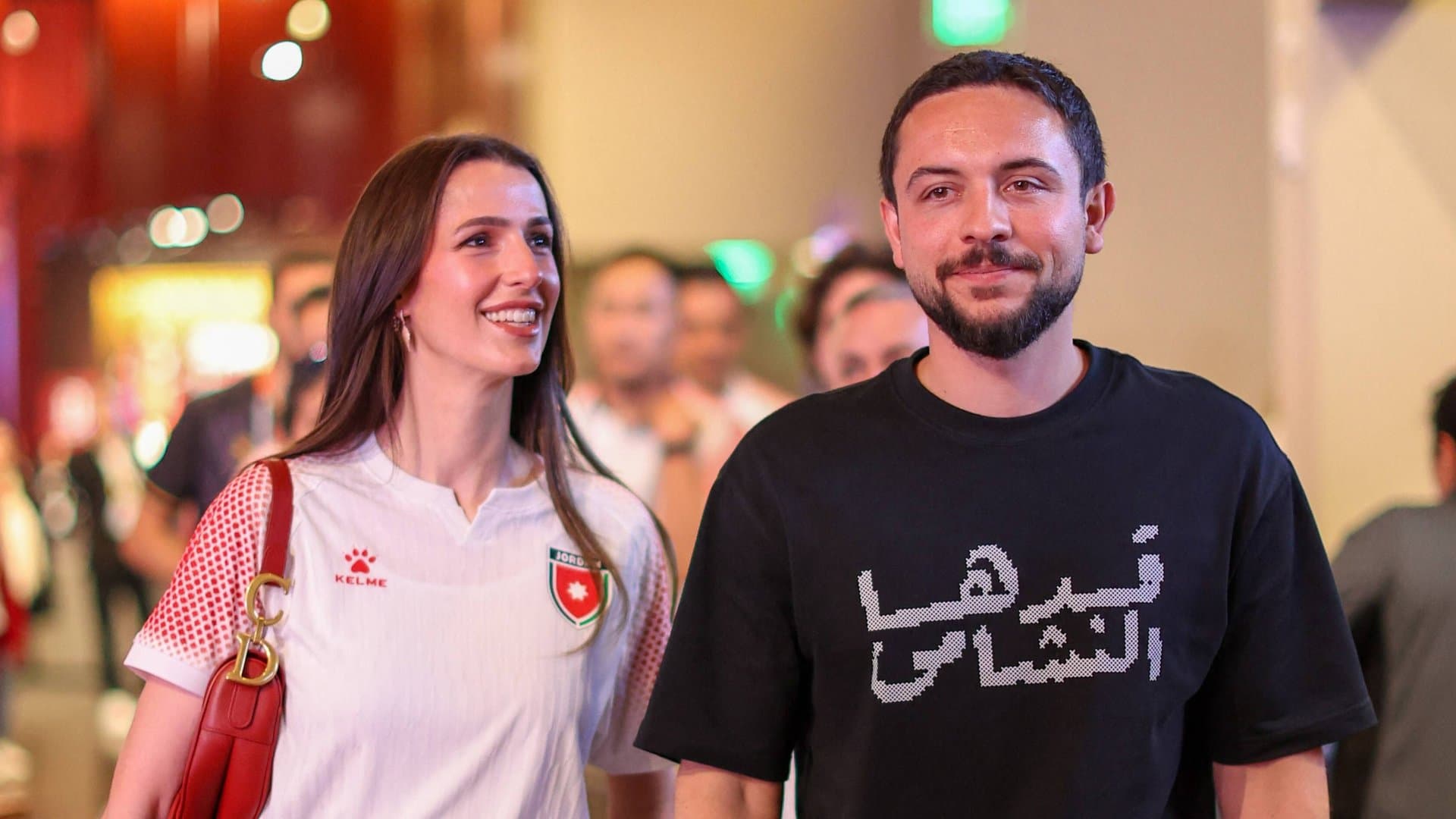 Athletic appearance: Princess Rajwa and Prince Hussein attended the Jordanian national team's first match at the World Cup in San Francisco on June 16. It didn't bring the team luck: Jordan lost to Austria 1-3.