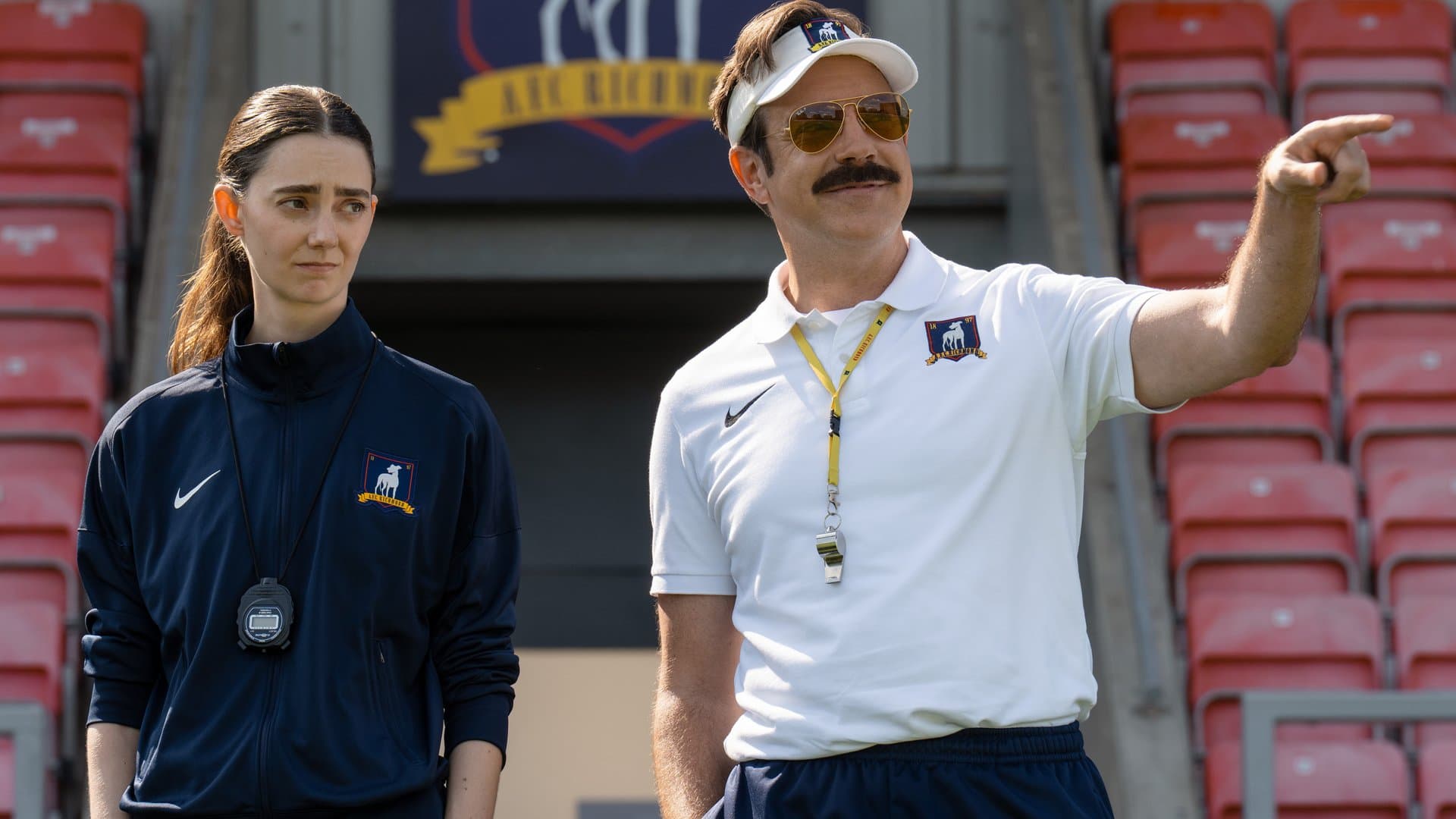 Doesn't shy away from a challenge: Ted Lasso (Jason Sudeikis) coaches a women's team for the first time in season four.