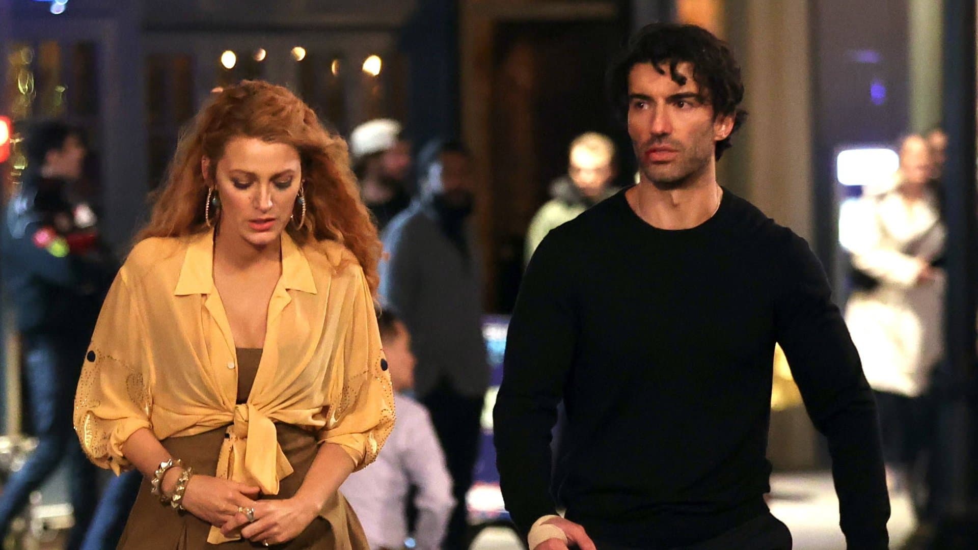 Blake Lively and Justin Baldoni during the filming of "It Ends with Us."